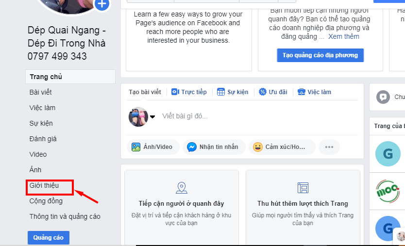chinh sua thong tin trang tren facebook goi thieu