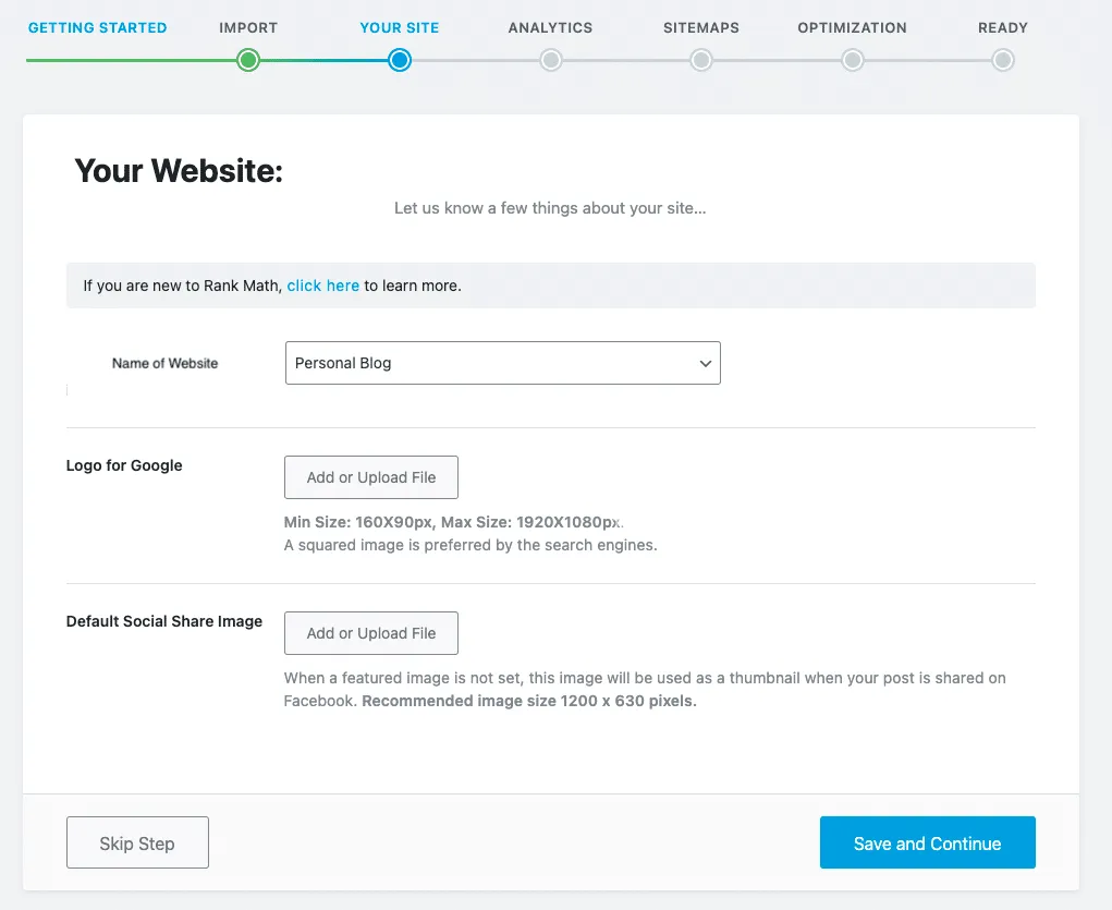 Cài đặt Website vào Rank Math