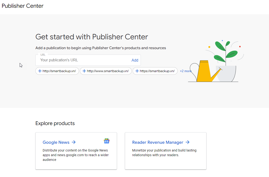 Truy cập trang đăng ký Google News
