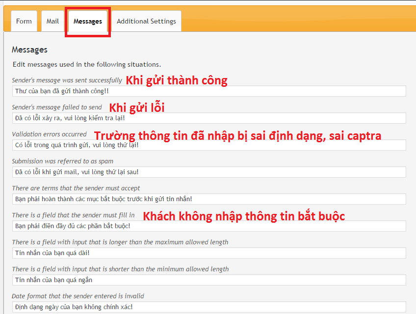 Cách sửa thông báo sau khi khách hàng submit Form trên website của Bạn
