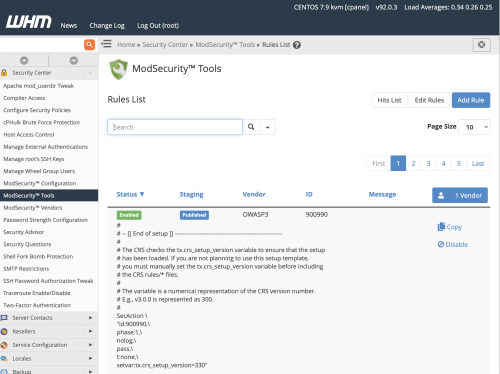 Giao diện WHM’s ModSecurity™ Tools