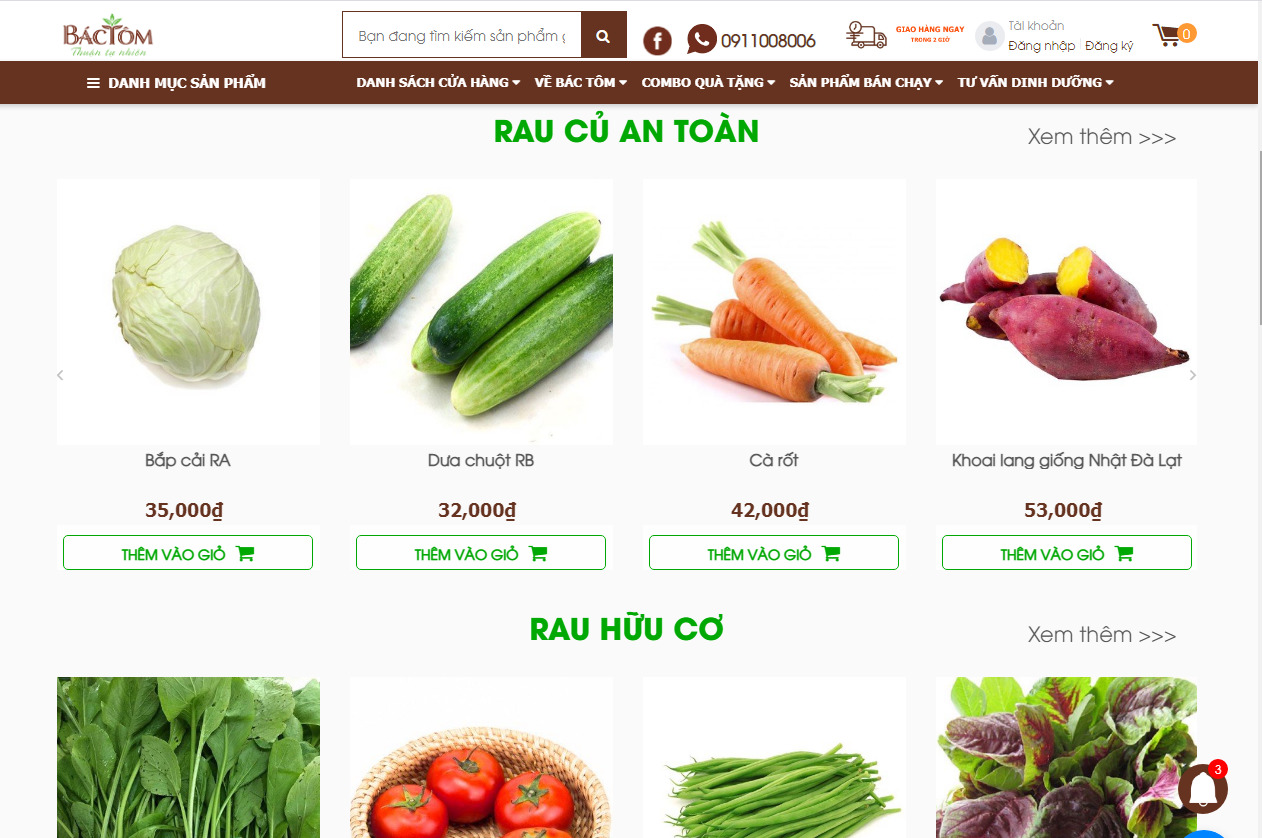 THIẾT KẾ WEBSITE THỰC PHẨM SẠCH