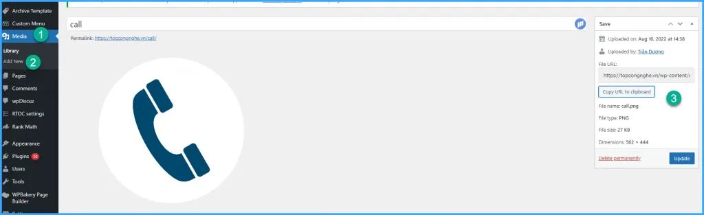 thêm hotline plugin WordPress trong WordPress
