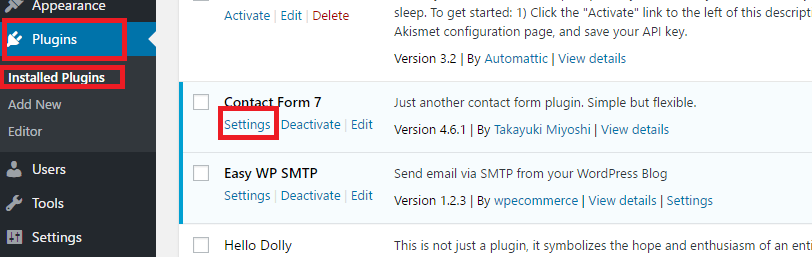  Click Setting trong Contact Form 7
