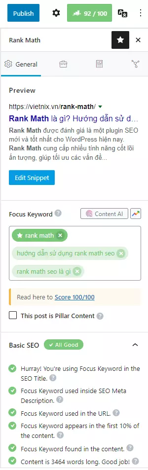 Điểm SEO Rank Math